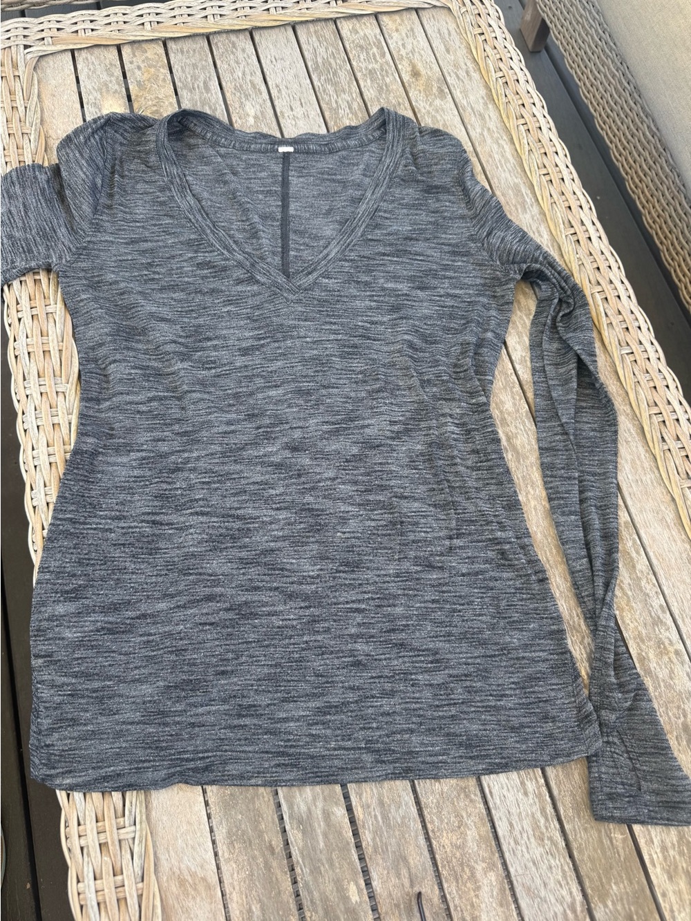 lululemon athletica Charcoal Gray V‑Neck Long Sleeve Top